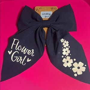 Navy flower girl hair bow
